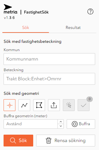 Metria FastighetSök widget
