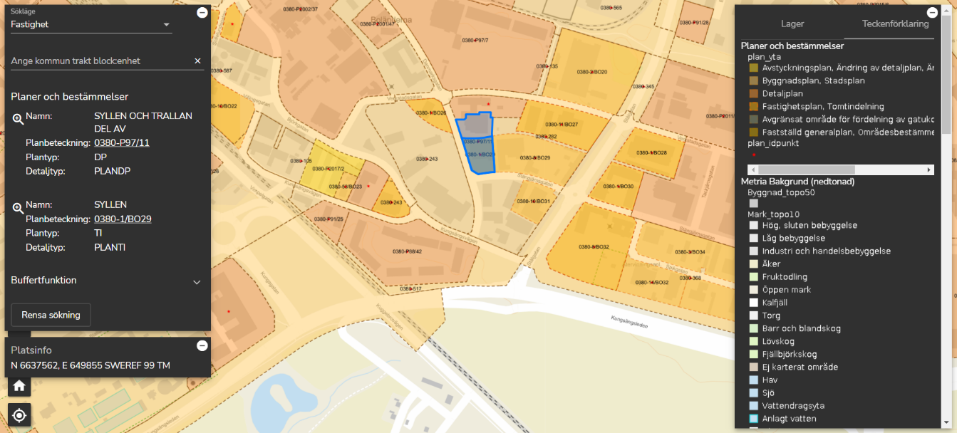 Metria Maps markreglerande bestämmelser webb