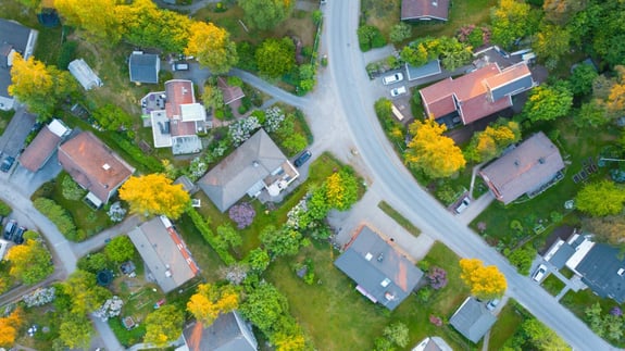 Aerial view of residential area