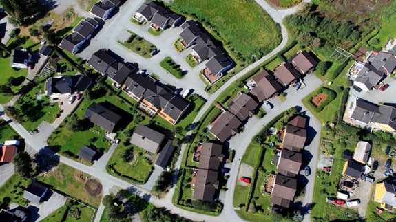 Aerial view of residential area